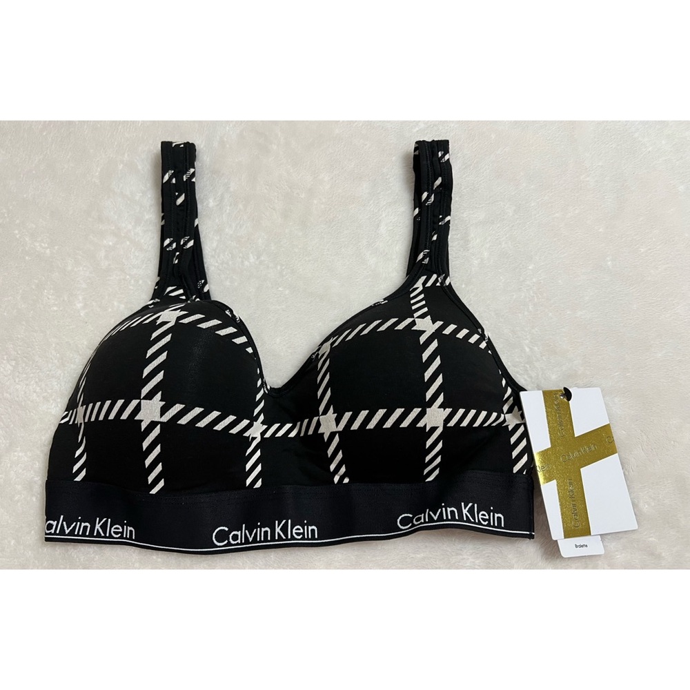 NWT Calvin Klein Lift Bralette Black Multi Size Large